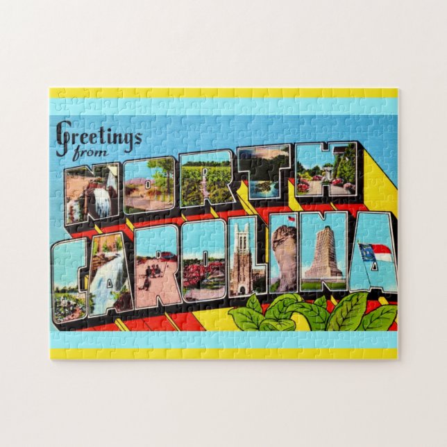 Colourful Retro North Carolina  Jigsaw Puzzle (Horizontal)