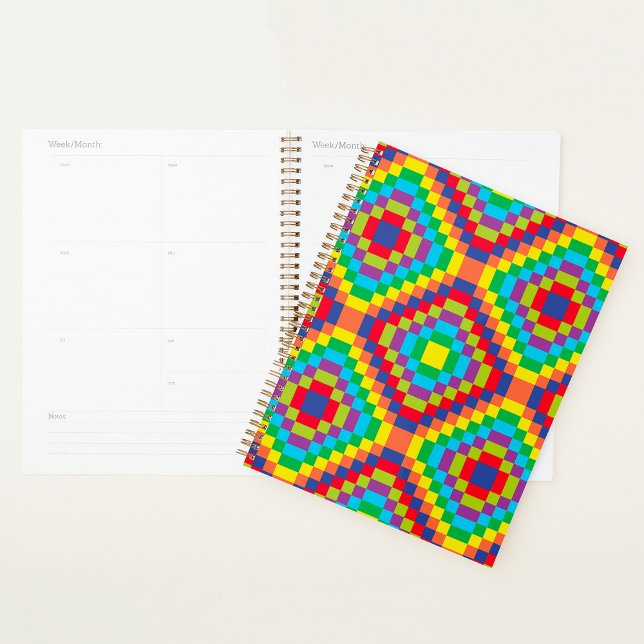 Colourful Retro Optical Illusion Geometric Rainbow Planner (Creator Uploaded)