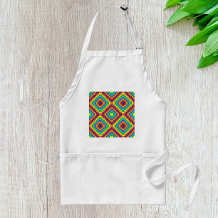 Colourful Retro Optical Illusion Geometric Rainbow Standard Apron