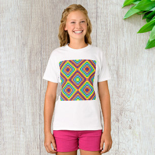 Colourful Retro Optical Illusion Geometric Rainbow T-Shirt