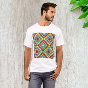 Colourful Retro Optical Illusion Geometric Rainbow T-Shirt