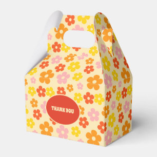 Colourful Retro Orange Boho Flower 50th Birthday  Favour Box