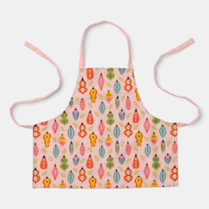 Colourful Retro Ornaments Christmas Pattern Apron