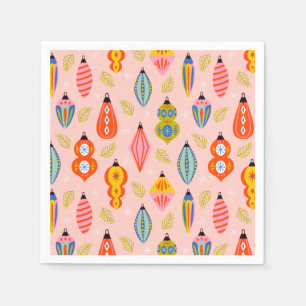 Colourful Retro Ornaments Christmas Pattern Napkin