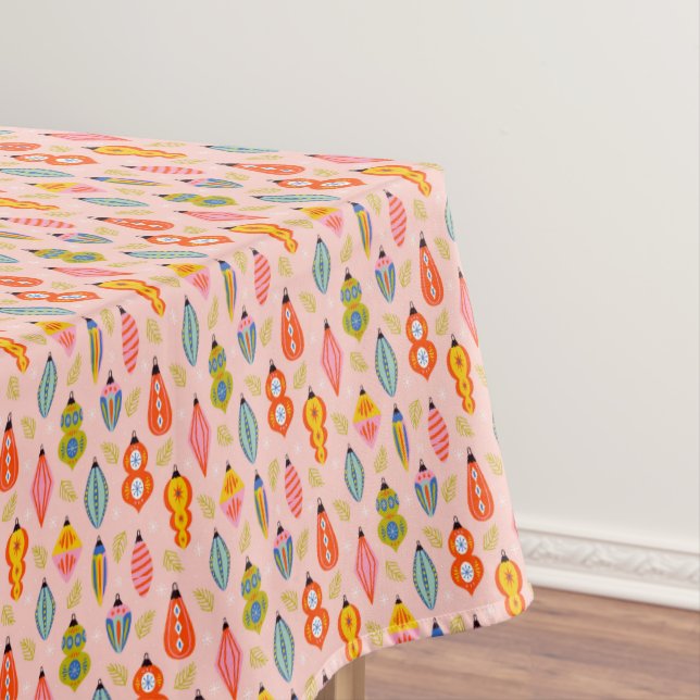 Colourful Retro Ornaments Christmas Pattern Tablecloth (In Situ)