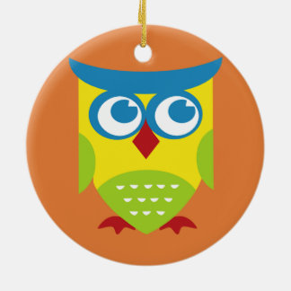 Colourful Retro Owl Ceramic Tree Decoration