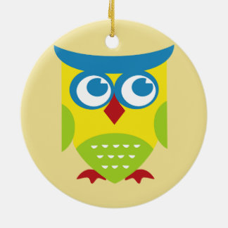 Colourful Retro Owl Ceramic Tree Decoration