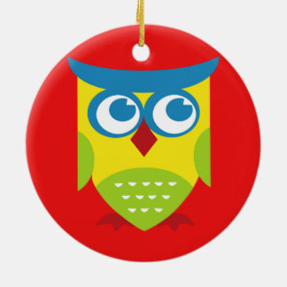 Colourful Retro Owl Ceramic Tree Decoration