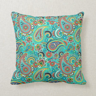 Colourful Retro Paisley Cushion