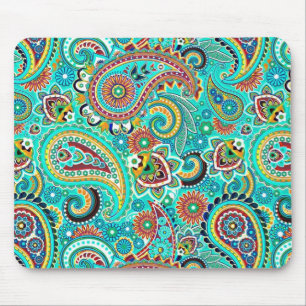 Colourful Retro Paisley Mouse Pad