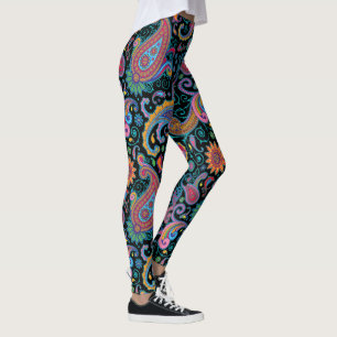 Colourful Retro Paisley Pattern Leggings