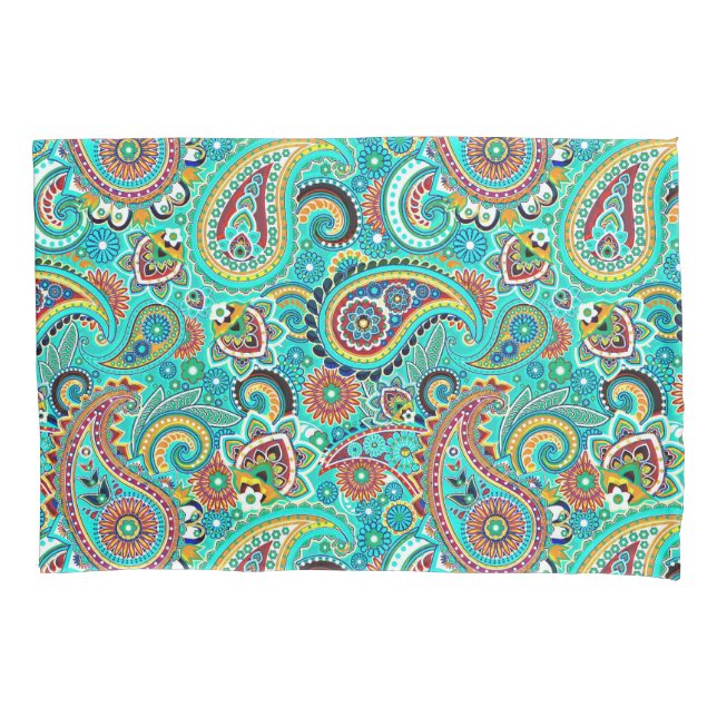 Colourful Retro Paisley Pillowcase (Front)