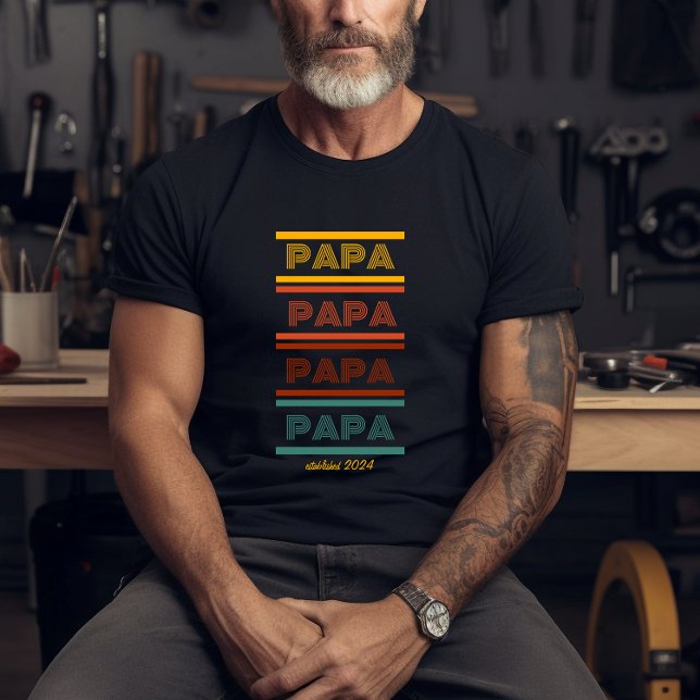 Colourful Retro Papa T-Shirt (Creator Uploaded)
