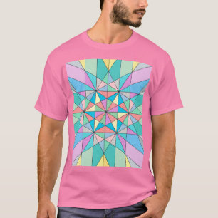Colourful retro Pastel Mosaic Triangle Star Patter T-Shirt