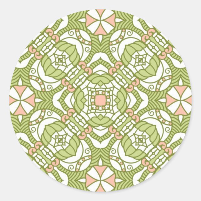 Colourful retro pattern background 2 classic round sticker (Front)