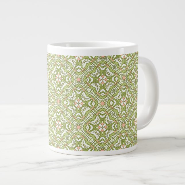 Colourful retro pattern background 2 large coffee mug (Front Right)