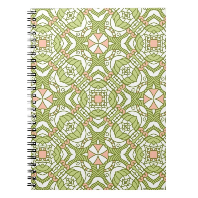 Colourful retro pattern background 2 spiral notebook (Front)