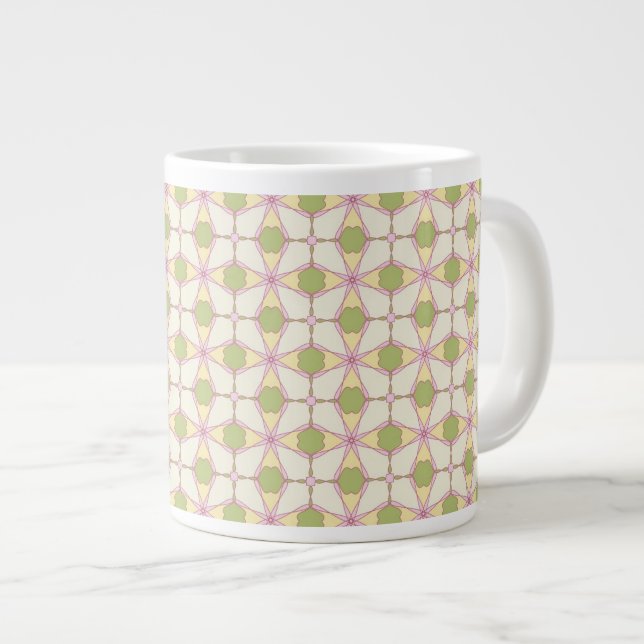 Colourful retro pattern background 3 large coffee mug (Front Right)