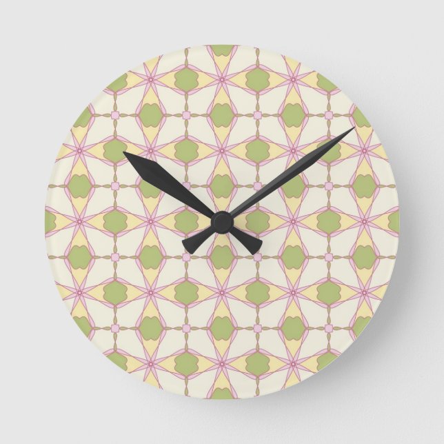 Colourful retro pattern background 3 round clock (Front)