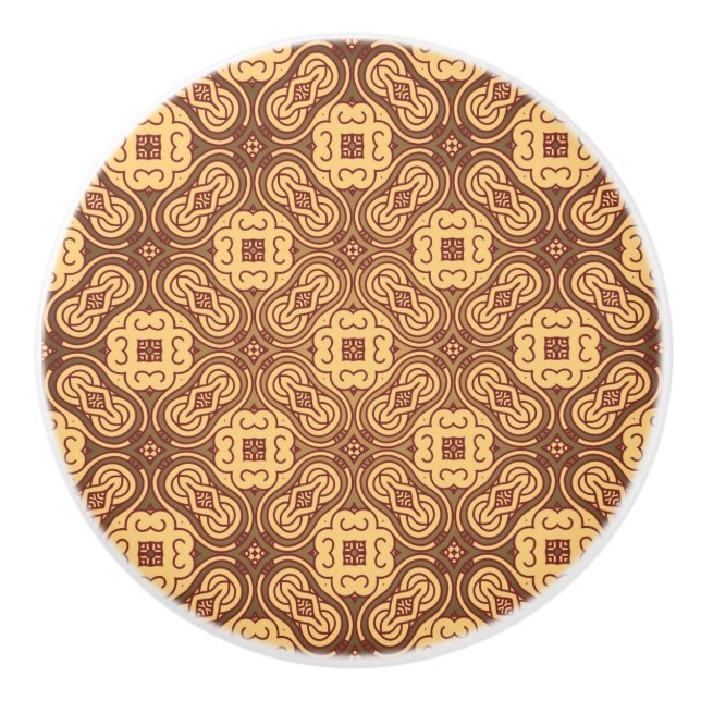 Colourful retro pattern background ceramic knob (Front)