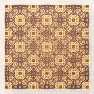 Colourful retro pattern background glass coaster