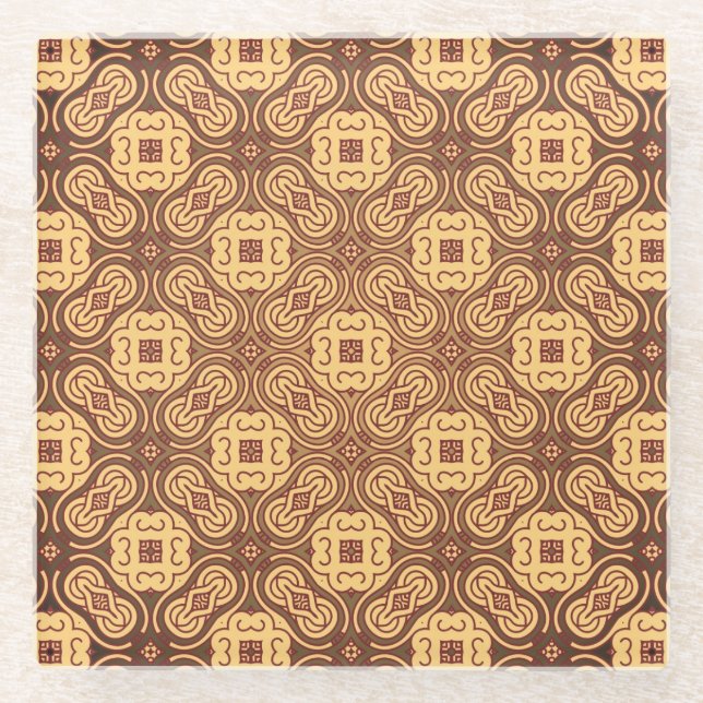 Colourful retro pattern background glass coaster (Front)