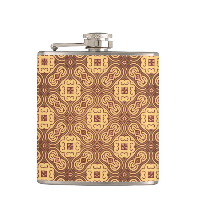 Colourful retro pattern background hip flask (Front)