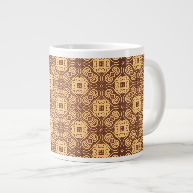 Colourful retro pattern background large coffee mug (Front Right)