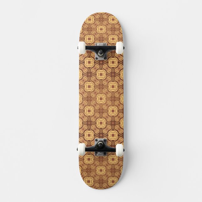 Colourful retro pattern background skateboard (Front)