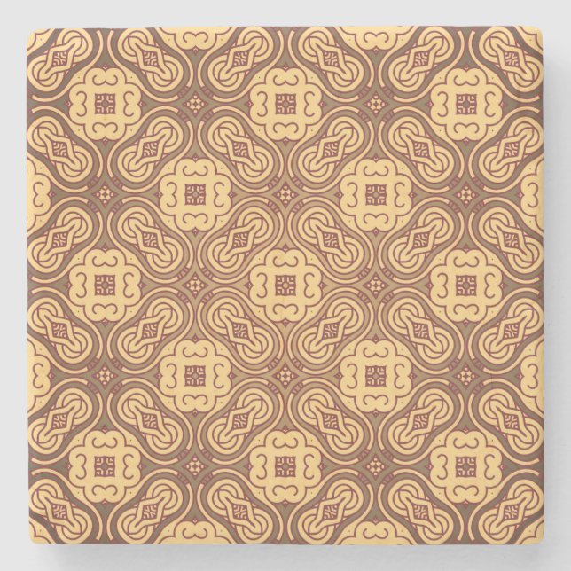 Colourful retro pattern background stone coaster (Front)