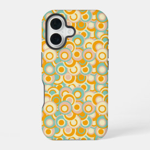 Colourful retro pattern in pastel shades of orange iPhone 16 case