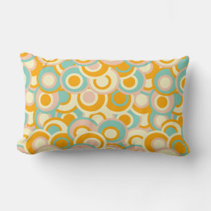 Colourful retro pattern in pastel shades of orange lumbar cushion