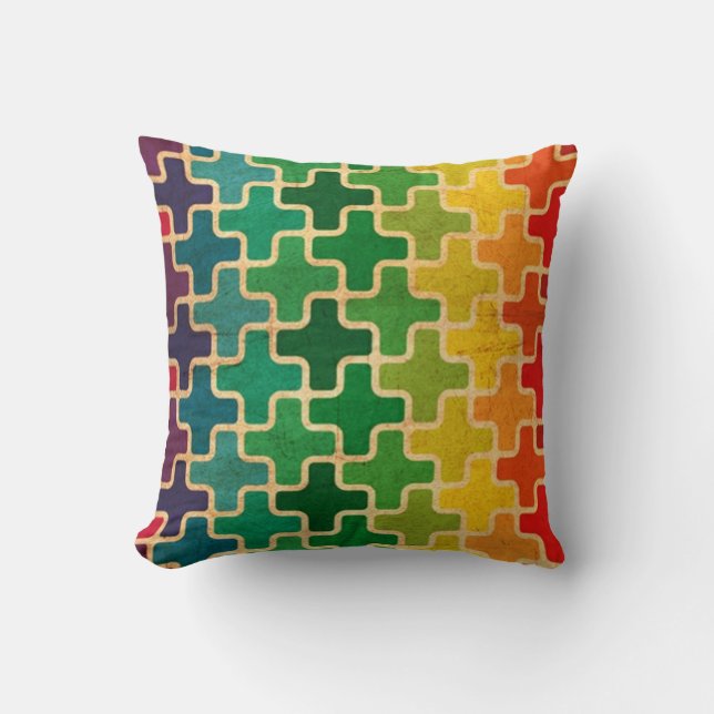 Colourful Retro Pattern Pillow (Front)