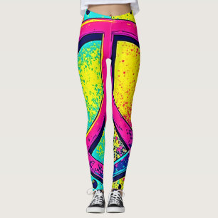 Colourful Retro Peace Sign Leggings