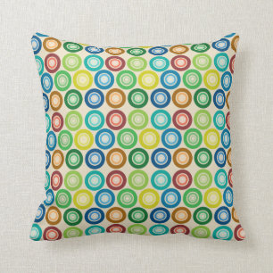 Colourful Retro Polka Dot Design Cushion