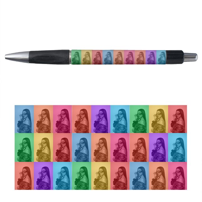 Colourful Retro Pop Art Modern Custom Photo Grid (Colorful Retro Pop Art Modern Custom Photo Grid Pen)