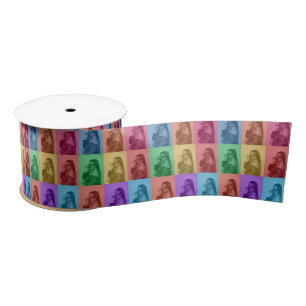 Colourful Retro Pop Art Modern Custom Photo Grid Satin Ribbon