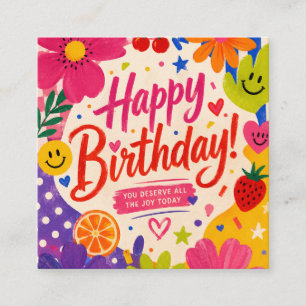 Colourful Retro Pop Birthday Greeting with Flowers Enclosure Card