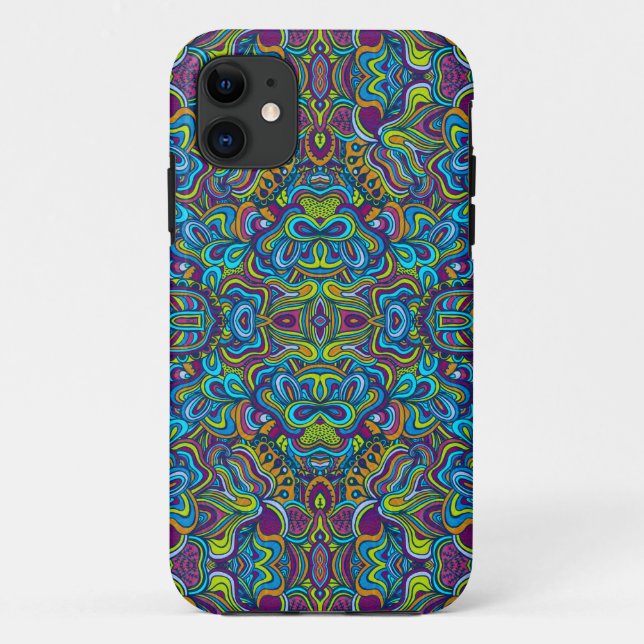 Colourful Retro Psychedelic Abstract Swirls 3 Case-Mate iPhone Case (Back)