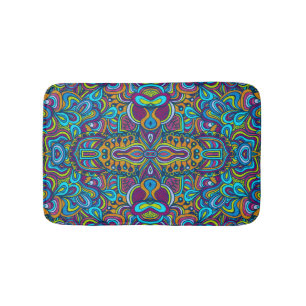 Colourful Retro Psychedelic Abstract Swirls Bath Mat