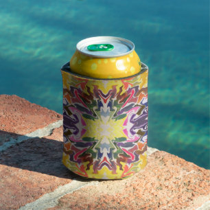 Colourful Retro Psychedelic Kaleidoscope Abstract Can Cooler