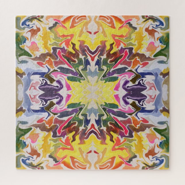 Colourful Retro Psychedelic Kaleidoscope Abstract Jigsaw Puzzle (Vertical)