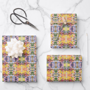Colourful Retro Psychedelic Kaleidoscope Abstract Wrapping Paper Sheet