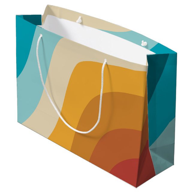 Colourful Retro Rainbow Abstract Waves Large Gift Bag (Back Angled)