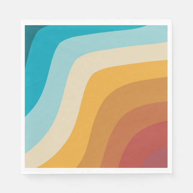 Colourful Retro Rainbow Abstract Waves  Napkin (Front)