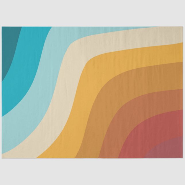 Colourful Retro Rainbow Abstract Waves Tissue Paper (Front)