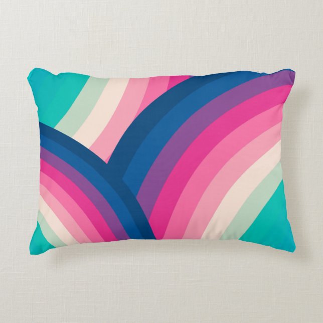 Colourful Retro Rainbow Circles Pattern | Decorative Cushion (Front)