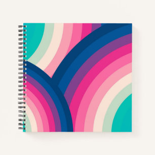 Colourful Retro Rainbow Circles Pattern   Notebook