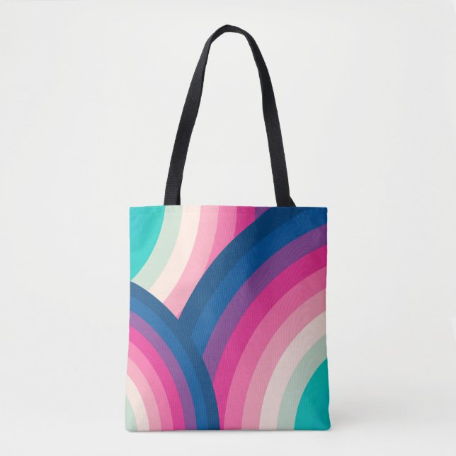 Colourful Retro Rainbow Circles Pattern | Tote Bag (Front)