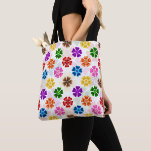 Colourful Retro Rainbow Flowers Design White  Tote Bag